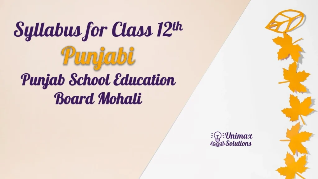 Syllabus for Class 12 Punjabi - PSEB
