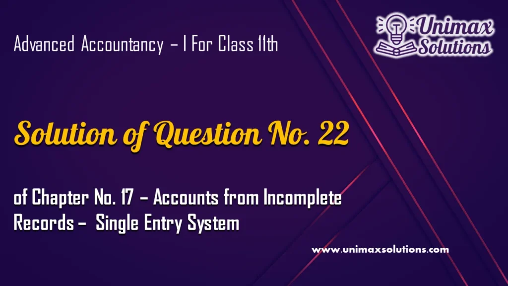 Question 22 Chapter No 17 – Class 11 Unimax 