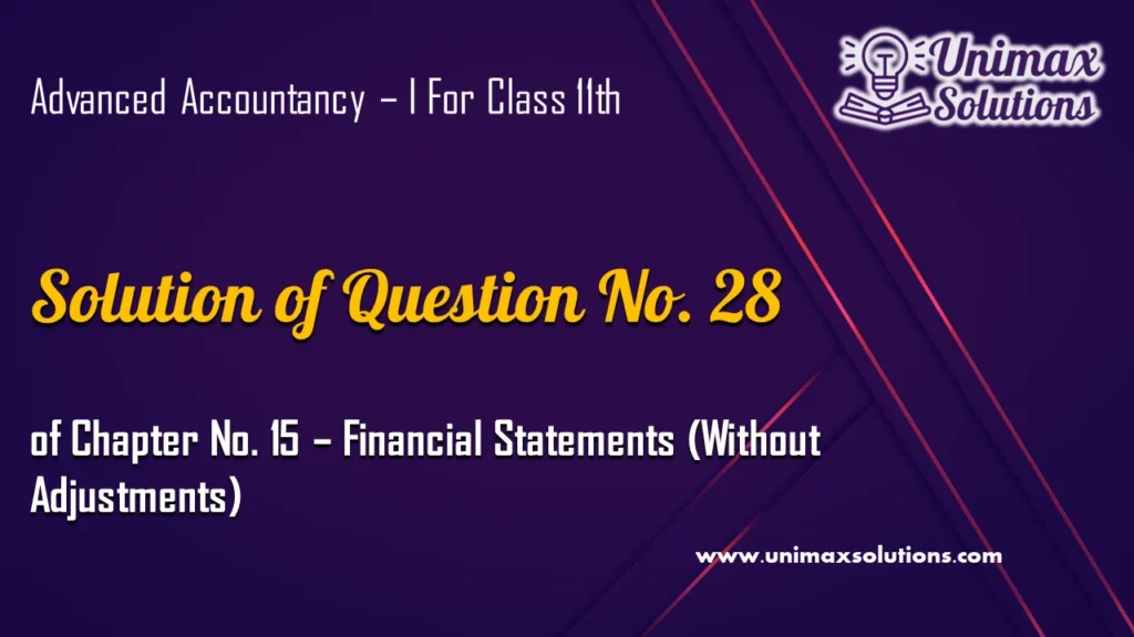 Question 28 Chapter 15 – Class 11 Unimax